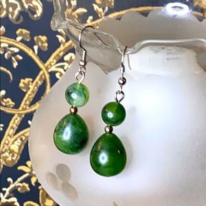 💚 Faux Jade Green French Wire Earrings